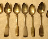 Set of 7 Antique Coin Silver Fiddle Pattern Teaspoons - $197.01