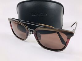 New Calvin Klein CK18719S 209 Chocolate Horn Sunglasses with Case - $43.51