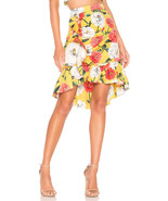 Parker Coraline Skirt Yellow Lemon Wildflower Floral Print Ruffle Hem SZ... - $47.20