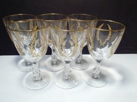 6 Tiffin Franciscan Regency Crystal Gold Accented Goblets ~~~ Very Rare - $114.99