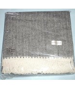 Sferra Celine Black Cotton Throw Herringbone Weave Fringed 51x71&quot; New - £57.32 GBP