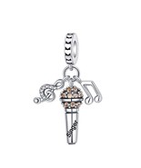 Singer simil pandora charms,microphone charm for pandora, silver charm f... - $26.06 CAD