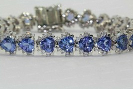 Cluster Women&#39;s Bracelet 4.50CT Trillion Cut Simulated Tanzanite 925 Silver - £182.00 GBP