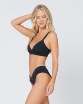 L*Space Ribbed Vera Deep V Bikini Top and Pratt Bottoms Womens Size M Black - £55.78 GBP