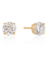 7mm New Sterling Round Cut Cubic Zirconia Studs Gold - £23.23 GBP