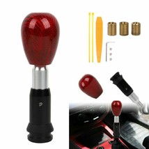 Universal 100% Real Carbon Fiber Red Automatic Car Gear Shift Knob Shifter - £18.73 GBP