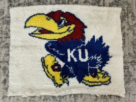 Kansas Jayhawks Latch Hook Mascot Wall Decor Rug Fan Man Cave 70s Retro ... - $59.39
