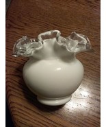Fenton Silver Crest Milk Glass Ruffled Bowl Round Vase Vintage - $34.30 CAD