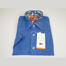 Men Premium Quality Soft Linen Sports Shirt By INSERCH Short Sleeves SS717 Blue image 4