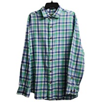 Orvis Men&#39;s Active Fit Plaid Button-Down Shirt Green Blue Checkered Large - £18.55 GBP