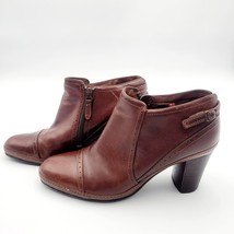 CLARKS Artisan Collection Brown Leather CapToe Zip Ankle Boots/Booties Size 9.5 - £26.97 GBP