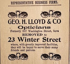 Geo H Lloyd Opticians Advertisement 1900 Victorian Glasses Boston Mass DWEE3 - £20.10 GBP