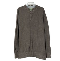 Eddie Bauer  Mens Brown Henley Pullover Cotton Sweater Size 2XL Tall - £14.15 GBP