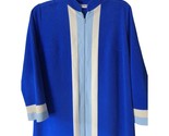 Vanity Fair Robe Housecoat MCM Vintage 60s Velour Blue Stripe 1/2 Zip Si... - £37.89 GBP