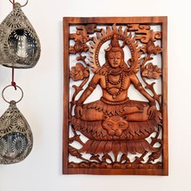 Hindu God Lord Shiva Siva Wooden Wall Art Sculpture Decoration Yoga Temple Mandi - £180.04 GBP