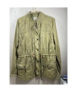 HINGE Drapey Military Jacket Army Green Full Zip Waist Tie Womens Size L... - $43.95