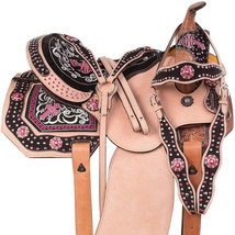 Sillín de caballo Western Premium Leather Barrel Racing Trail Tack tamaño... - £407.03 GBP+