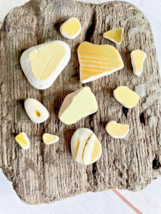 12 Pcs Genuine Surf Tumbled Yellow Beach Pottery Pieces Lake Michigan - $8.41