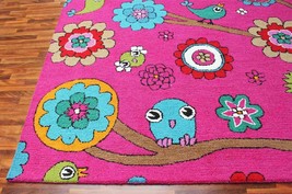 New Rug USA 5&#39; x 8&#39; Owl Pink Handmade Tufted 100% Wool Modern Area Rugs &amp; Carpet - £141.65 GBP