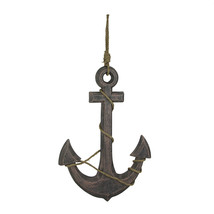 Scratch &amp; Dent Natural Brown Finish Ship Anchor and Rope Nautical Wall Hanging - £29.92 GBP
