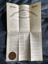 1887 PEOPLES MUTUAL BENEFIT LIFE INSURANCE COMPANY CERTIFICATE - $140.25
