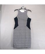 Banana Republic Navy White Geometric Sleeveless Dress Size 12 Sheath Kne... - $39.02 CAD