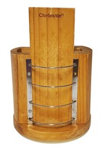 Vintage Chefmate Knife Set Wood Storage Block Rotating Lazy Susan Caddy, 6 Slots - £13.95 GBP