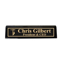 Desk Wedge Name Plate - PERSONALIZED - Lineman - 11 Inches (Black Piano) - $43.11