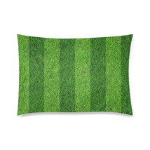Green Grass Football Soccer Field Stripes Pillow Case 30&quot; x 20&quot; (2 Sides) - $450.50 MXN