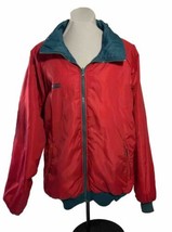 Vintage REVERSIBLE Columbia Track Jacket Bomber Coat Size M Red/Teal - £58.62 GBP