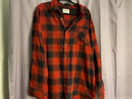 Field &amp; Stream Flannel Long Sleeve Shirt Men&#39;s XL Red &amp; Black Plaid Button - £21.43 GBP