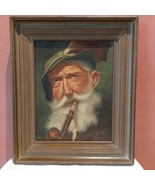 Vtg Bavarian Man Smoking Oil Painting – Signed Schwartz, 1950s German Art - $180.00
