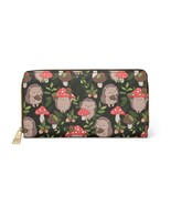 Hand drawn Cute baby hedgehog and mushrooms Forest Woodland Print Wallet... - $32.98