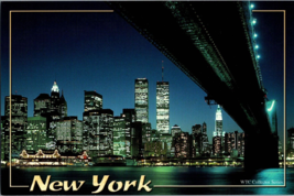 Postcard View of World Trade Center and Brooklyn Bridge, New York City  (C) - £3.88 GBP