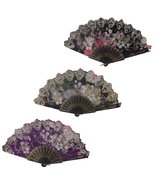 Foldable Raw Silk Printing Folding Fan FS1425BLK-MIXED-4PC - $11.87+