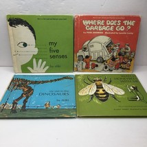 Vintage Set 4 Let&#39;s Read And Find Out 5 Senses Garbage Honeybees Dinosaurs Books - £39.08 GBP