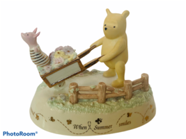 Winnie Pooh Figurine Lenox Disney Vtg Piglet Music Box Summer Smiles showcase - £154.79 GBP