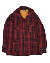 Vintage 50s Woolrich Wool Mackinaw Hunting Jacket Mens 42 Red Plaid Trapper - $120.88