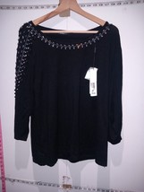 ROMAN  Top  Size 18 Black   Party 3/4 Sleeve  Polyester Express Shipping - £35.84 GBP
