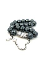 David Yurman Hematite Spiritual Beads Bracelet 6.6 - 8.5&quot; Sil 8 mm Estat... - $246.51
