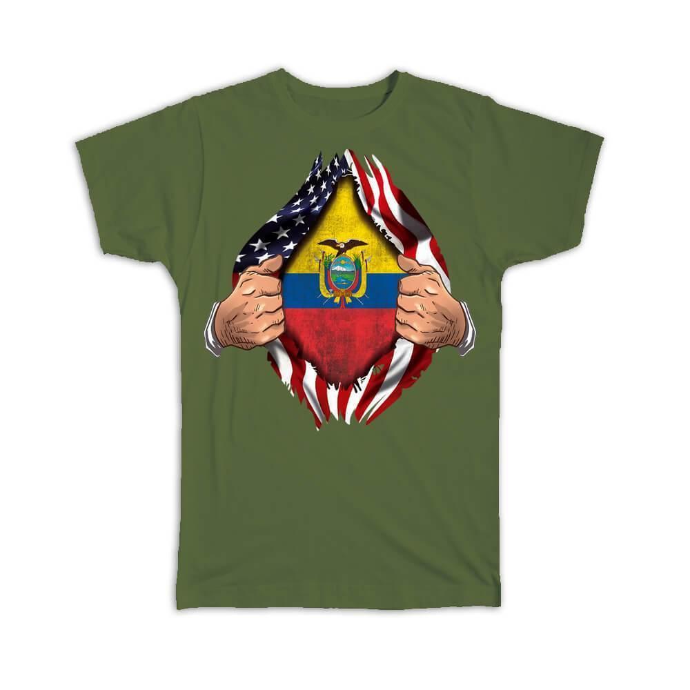 Ecuador : Gift T-Shirt Flag USA American Chest Ecuadorian Expat Country Item image 4