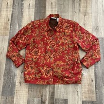 Red Paisley Floral Tapestry Print Sz 14 Jacket Blazer Alfred Dunner w/pockets - £14.97 GBP