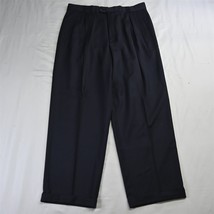 Zanella 35 x 30 Gray High Twist Stefano Pleated Cuffed Wool Mens Dress Pants - £19.97 GBP