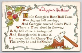 Patriotic George Washington Birthday Baseball Poem Hatchet Apples Postcard Y29 - £7.15 GBP
