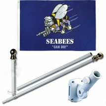 Navy Seabees Can Do 3 x 5 FT Flag + 6 Ft Spinning Tangle Free Pole + Bracket - $63.99