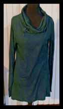 Cuddl Duds Green Softwear Stretch Cowl Neck Top with Thumbholes Size M - $19.79