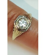 Antique Victorian 14K White &amp; Yellow Gold Filigree Ring old Cut Diamond,... - £1,305.87 GBP