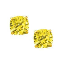 2.00 Carat 14K Solid Yellow Gold Cushion Cut Canary Sapphire Stud Earrings - £39.75 GBP