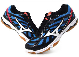 Mizuno Wave Hurricane 3 Unisex Badminton Shoes Sports Black Blue NWT V1GA174001 - £95.26 GBP