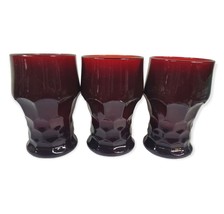3 Vintage 60&#39;s Anchor Hocking Royal Ruby Red Glass Georgian 4.25&quot; Water ... - $23.27